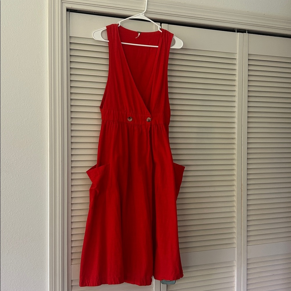 Free People Red Sleeveless Dress with deep pockets - Picture 5 of 5